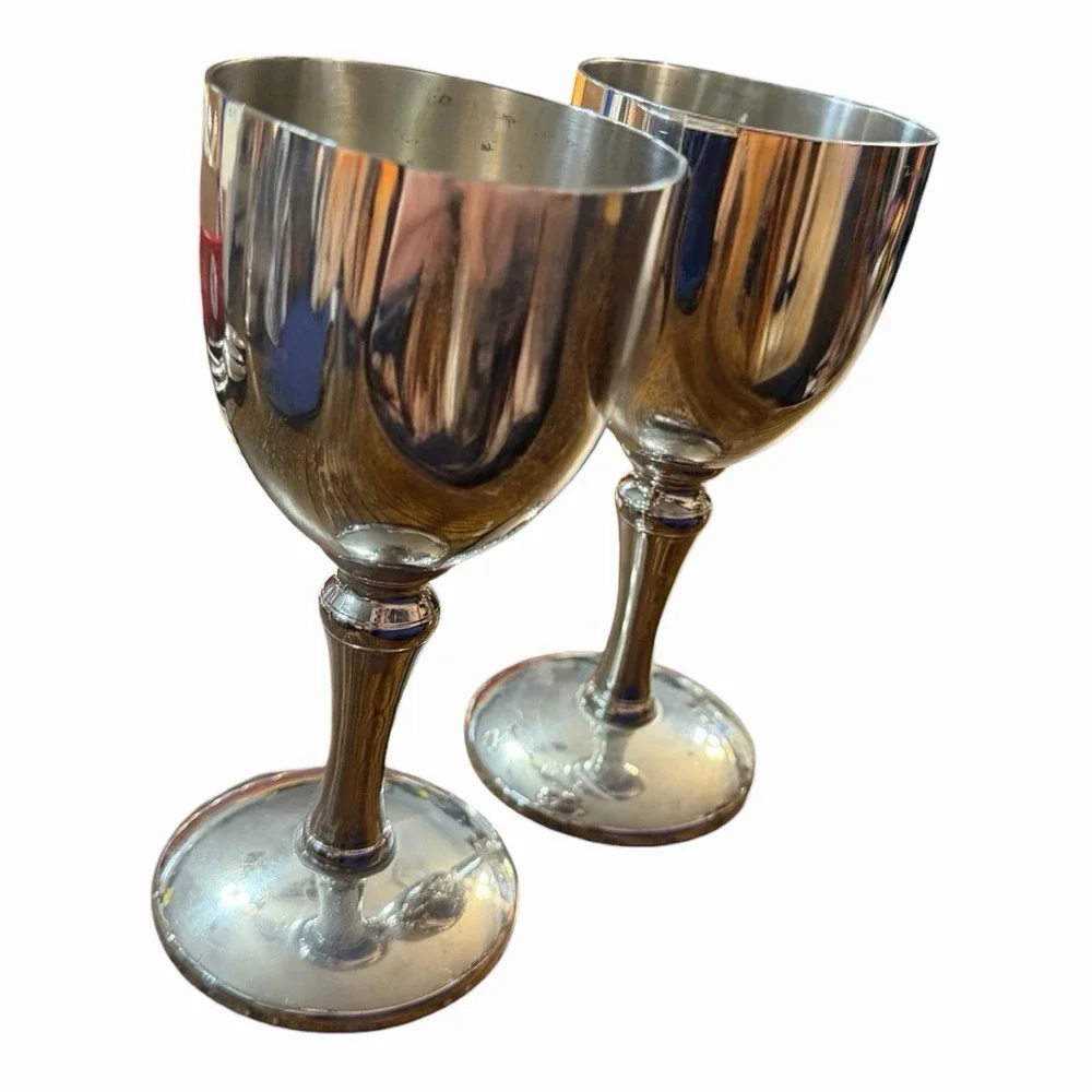 Empire Pewter Wine Water Goblets‎ Chalices Wedding Set of (2)